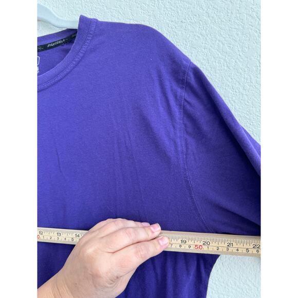 Men's Russell Purple Round Neck Short Sleeve T-Shirt Large - Picture 2 of 10